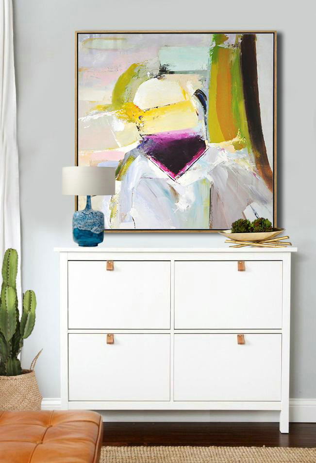 Large Contemporary Art Acrylic Painting,Oversized Palette Knife Painting Contemporary Art On Canvas,Canvas Paintings For Sale,Yellow,Pink,Grey,Black.etc